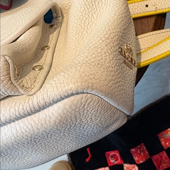 Coach Mini Backpack  F37789  leather cream/blue yellow red edging  2 turn locks main image 4